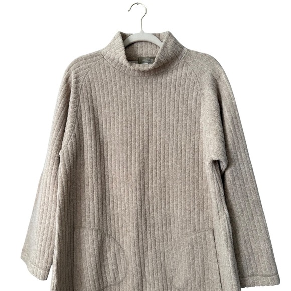 The Territory Ahead Lambswool Ribbed Sweater Dress Tunic Medium Quiet Luxury - Picture 7 of 7